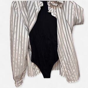 Cambridge (Jack Winter) Vintage Striped Ruffle Blouse